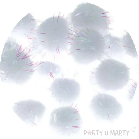 pompony pluszowe metalizowane bialy brewis 20 mm 40szt