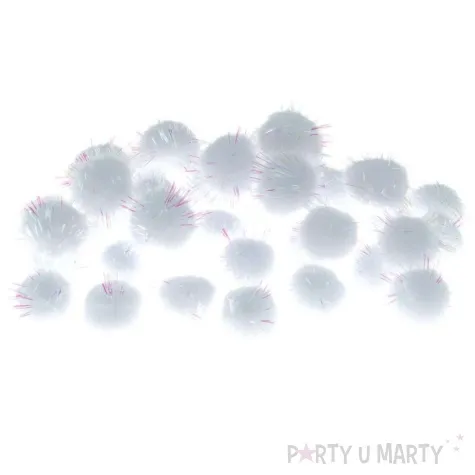 pompony pluszowe metalizowane bialy brewis 20 mm 40szt