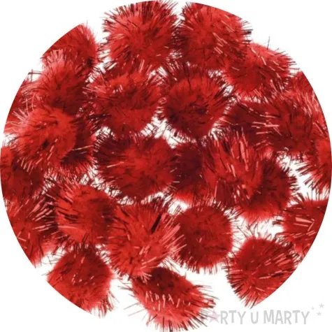 pompony pluszowe metalizowane czerwony brewis 20 mm 40szt