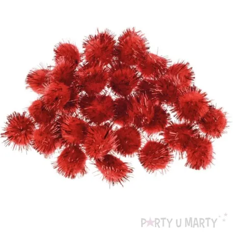 pompony pluszowe metalizowane czerwony brewis 20 mm 40szt