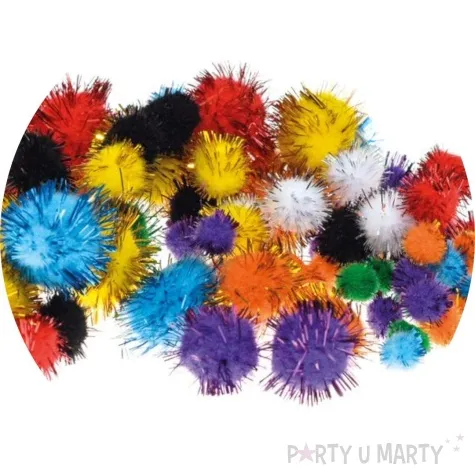 pompony pluszowe metalizowane mix brewis 10 25 mm 78 szt