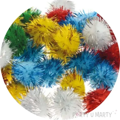 pompony pluszowe metalizowane mix brewis 20 mm 40szt