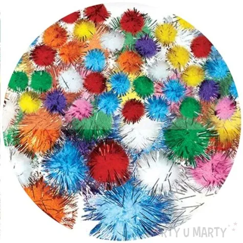 pompony pluszowe metalizowane mix titanum 10 40 mm 80 szt