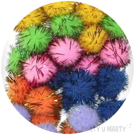 pompony pluszowe metalizowane mix titanum 20 mm 40 szt