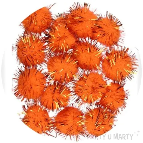 pompony pluszowe metalizowane pomaranczowe titanum 18 mm 15 szt