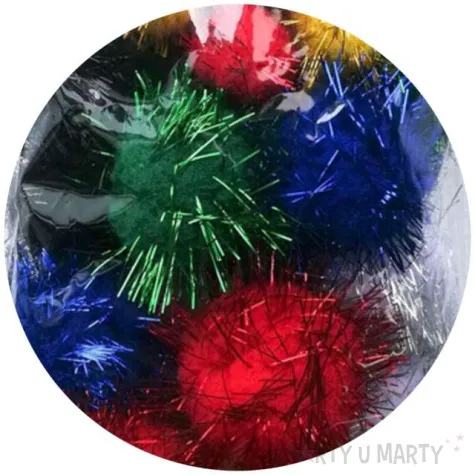 pompony pluszowe metalizowane swiateczne mix aliga 15 38 mm 76 szt