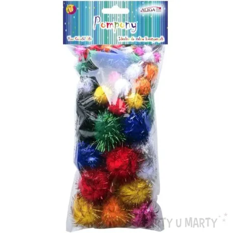 pompony pluszowe metalizowane swiateczne mix aliga 15 38 mm 76 szt