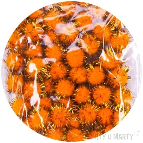 pompony pluszowe metalizowane zlote aliga 13 mm 50 szt