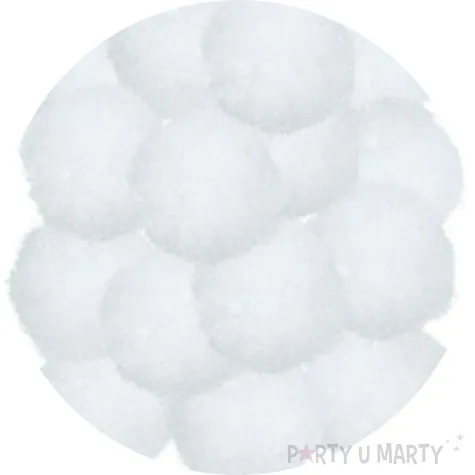 pompony pluszowe poliestrowe biale titanum 18 mm 15 szt