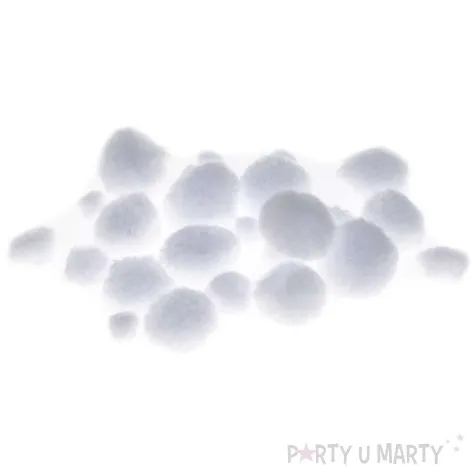 pompony pluszowe poliestrowe bialy brewis 10 25 mm 24 szt