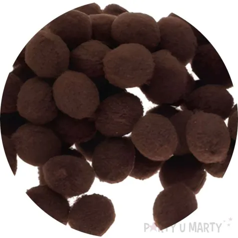 pompony pluszowe poliestrowe brazowy brewis 10mm 100 szt