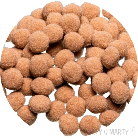 pompony pluszowe poliestrowe brazowy jasny brewis 10 mm 100 szt