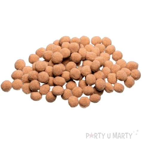 pompony pluszowe poliestrowe brazowy jasny brewis 10 mm 100 szt