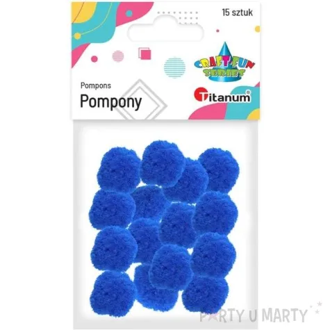 pompony pluszowe poliestrowe chabrowe ciemne niebieskie titanum 18 mm 15 szt