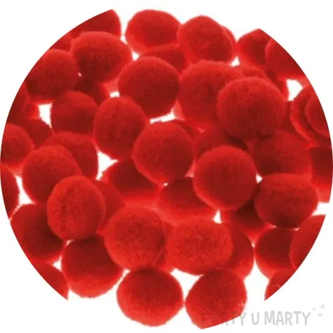 pompony pluszowe poliestrowe czerwony brewis 10mm 100 szt