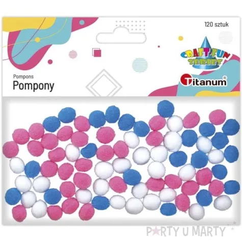 pompony pluszowe poliestrowe mix titanum 10 mm 120 szt