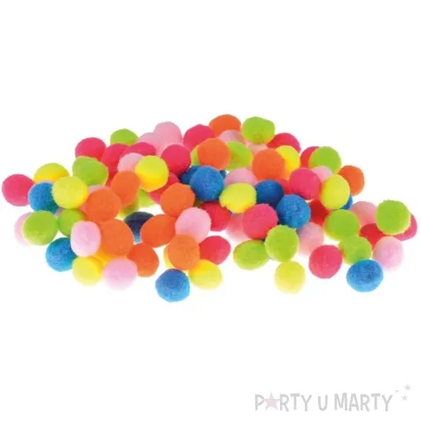 pompony pluszowe poliestrowe neon mix brewis 10 mm 100 szt