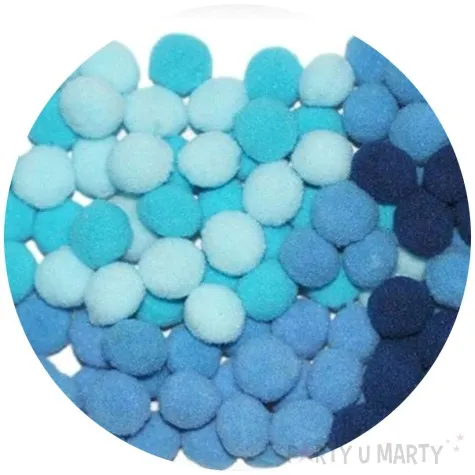 pompony pluszowe poliestrowe niebieskie mix titanum 10 mm 120 szt