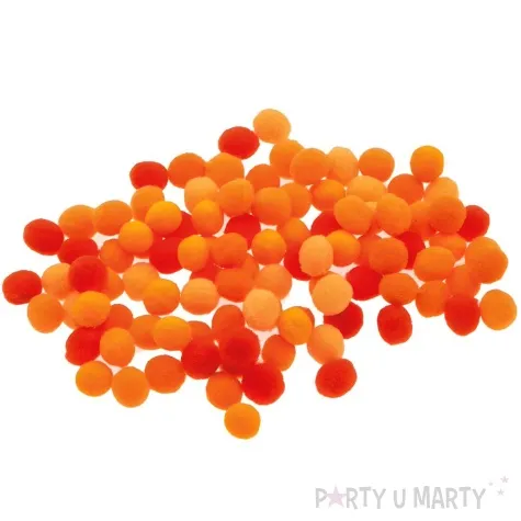 pompony pluszowe poliestrowe pomaranczowy mix brewis 10mm 100 szt