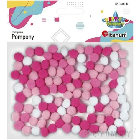 pompony pluszowe poliestrowe rozowy mix titanum 10 mm 120 szt