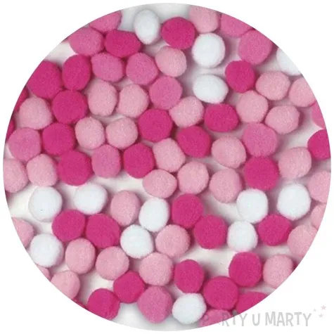 pompony pluszowe poliestrowe rozowy mix titanum 10 mm 120 szt