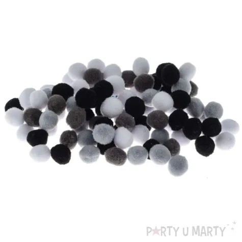 pompony pluszowe poliestrowe szary mix brewis 10mm 100 szt