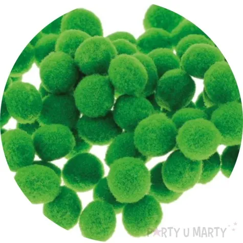 pompony pluszowe poliestrowe zielony brewis 10mm 100 szt