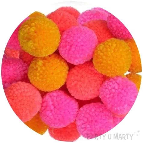 pompony pluszowe wloczkowe jaskrawe mix titanum 30 mm 18 szt