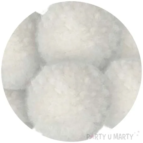 pompony pluszowe wloczkowe pastelowe biale titanum 30 mm 6 szt