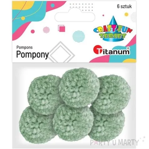 pompony pluszowe wloczkowe pastelowe zielone jasne titanum 30 mm 6 szt