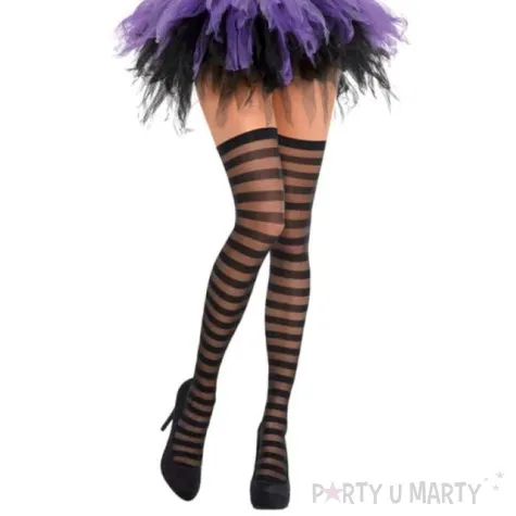 ponczochy czarne paski halloween amscan