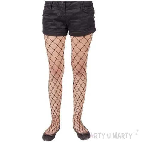 ponczochy party czarna siateczka czarne godan
