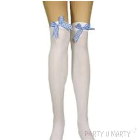 ponczochy party niebieskie kokardki biale boland rozm uniw