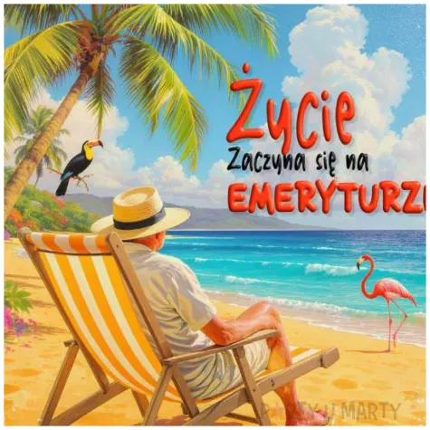 poszewka na poduszke zycie zaczyna sie na emeryturze emeryt na plazy bialy 40 x 40 cm