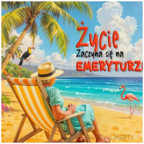 poszewka na poduszke zycie zaczyna sie na emeryturze emerytka na plazy bialy 40 x 40 cm