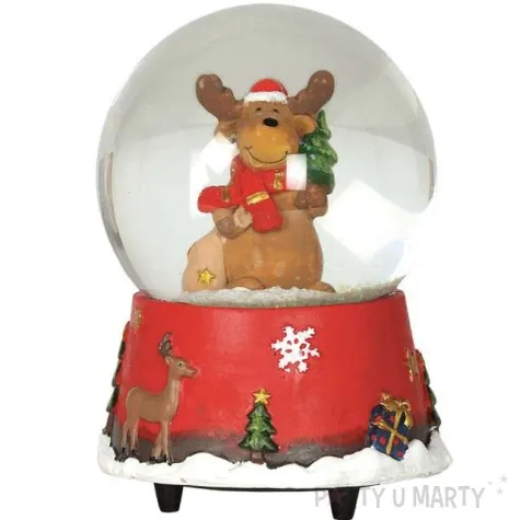 pozytywka renifer w szklanej kuli kolorowa guirca 15 cm