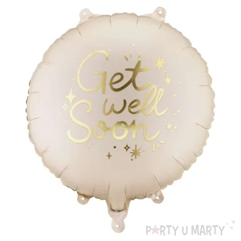 prezent dekoracja balon foliowy get well soon serce kremowy powrotu do zdrowia 18 rnd