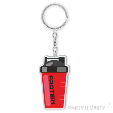 prezent dla chlopaka brelok shaker protein silownia czerwony