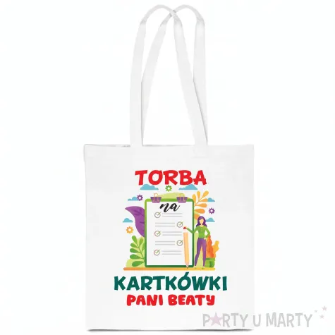 prezent dla nauczyciela na dzien edukacji materialowa torba eko na zakupy na kartkowki imie
