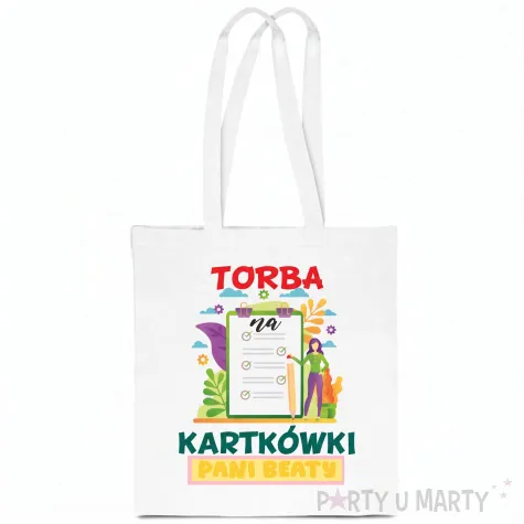 prezent dla nauczyciela na dzien edukacji materialowa torba eko na zakupy na kartkowki imie