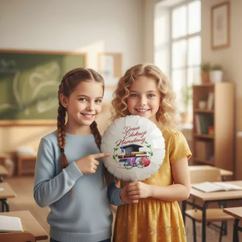 prezent dla nauczyciela na dzien edukacji narodowej balon foliowy biret bialy 18 rnd