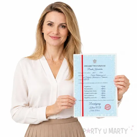 prezent dla nauczyciela na zakonczenie roku dzien edukacji swiadectwo szkolne certyfikat dyplom a4