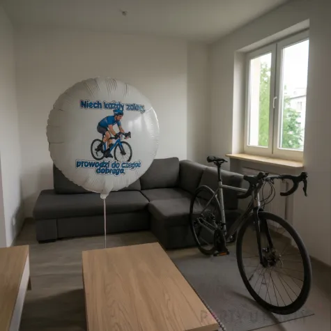 prezent dla rowerzysty balon foliowy niech kazdy zakret prowadzi do czegos dobrego rower szosowy