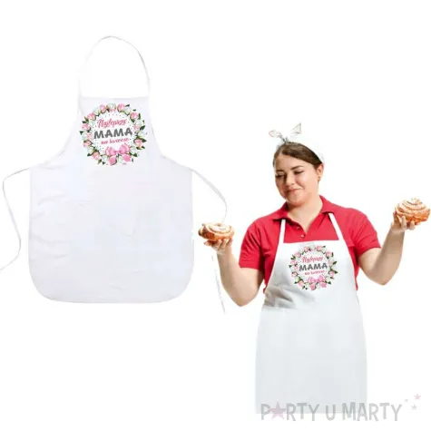 prezent fartuch bialy na dzien matki najlepsza mama na swiecie