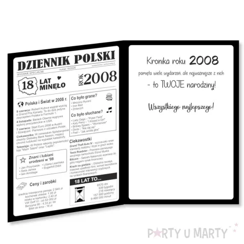 prezent na 18 urodziny osiemnastke kartka urodzinowa okolicznosciowa z imieniem b6