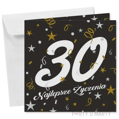prezent na 30 urodziny kartka okolicznosciowa glamour czarna upominek pamiatka z koperta