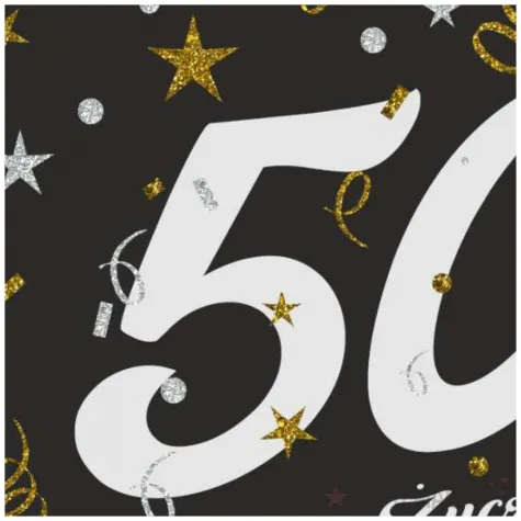 prezent na 50 urodziny kartka okolicznosciowa glamour czarna upominek pamiatka z koperta