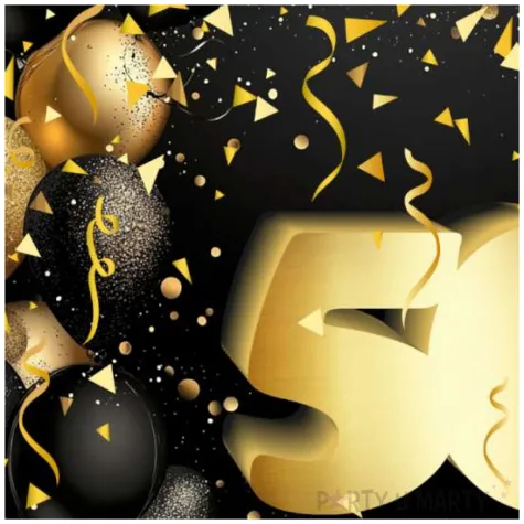 prezent na 50 urodziny kartka okolicznosciowa glamour czarno zlota upominek pamiatka