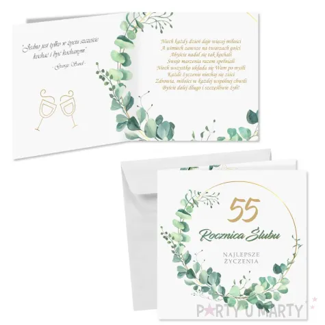prezent na 55 rocznice slubu pamiatka kartka okolicznosciowa eukaliptus beauty 15x15 cm