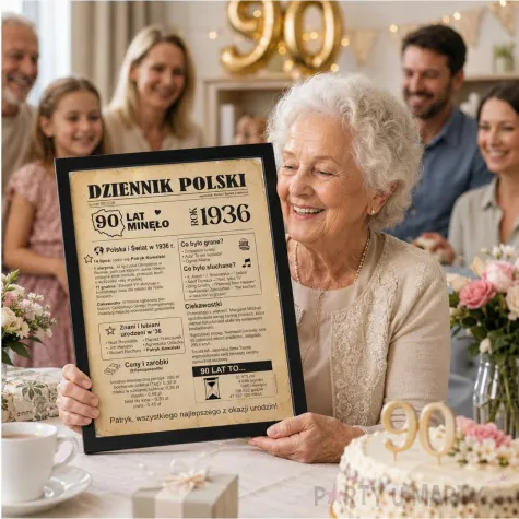 prezent na 90 urodziny dziewiecdziesiatke kartka plakat gazeta w ramce dziennik polski 1936